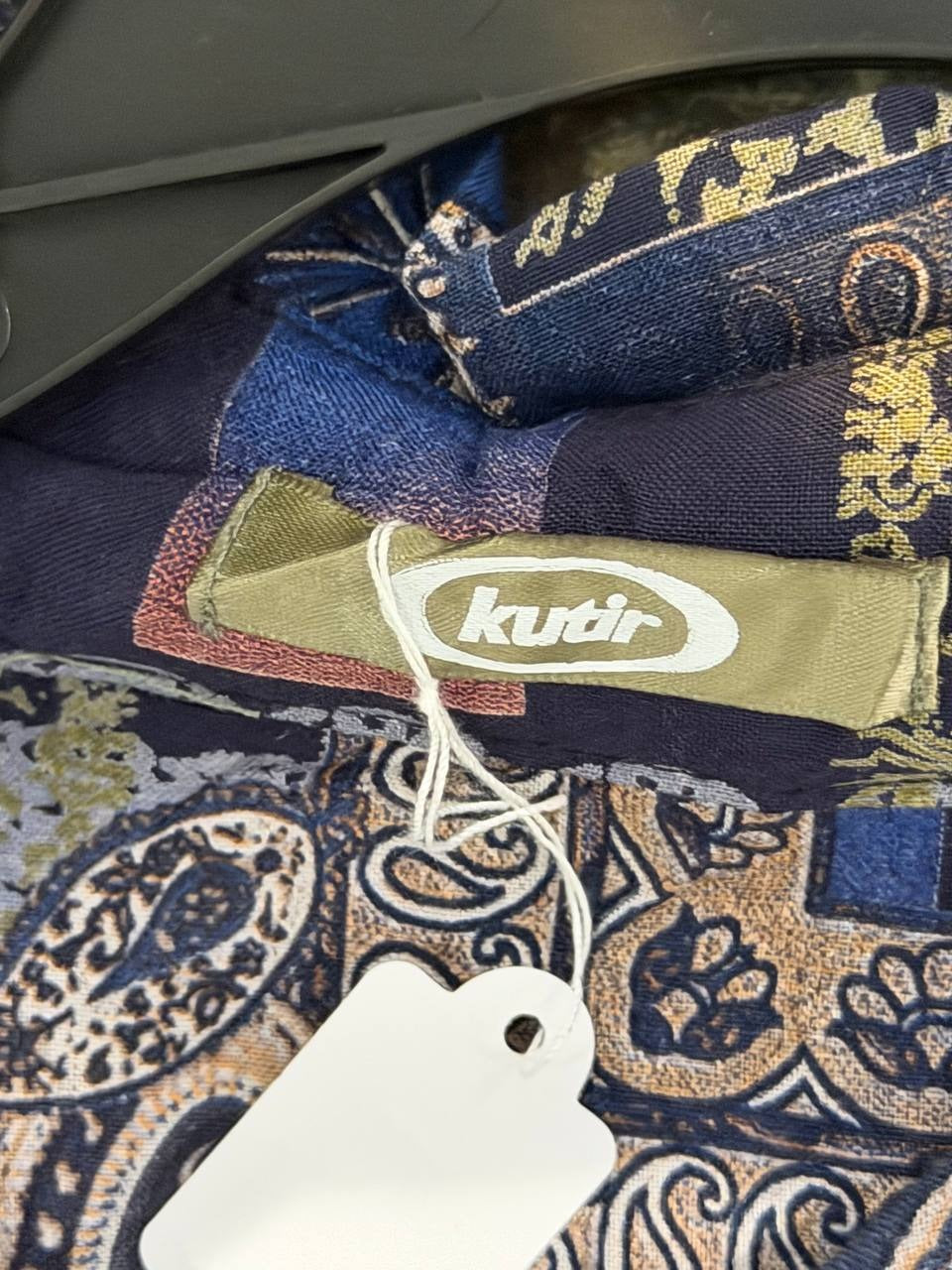 Kutir short sleeve shirt patchwork design blue L