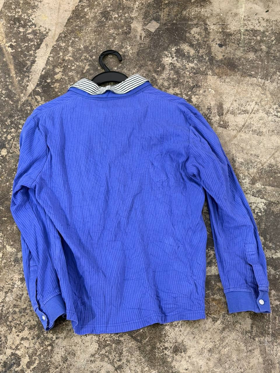 Monsieur Nicole striped collar shirt blue M