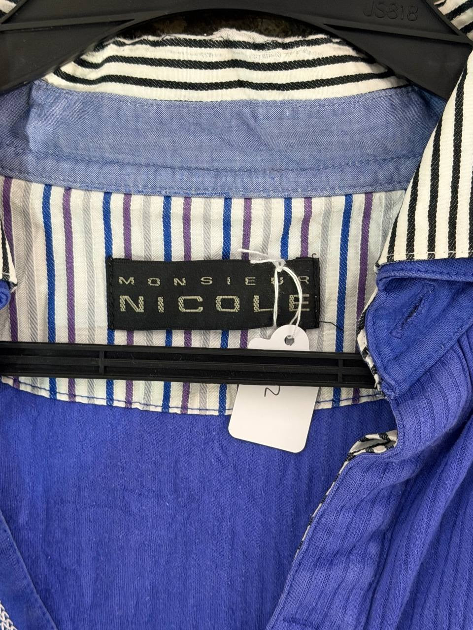 Monsieur Nicole striped collar shirt blue M