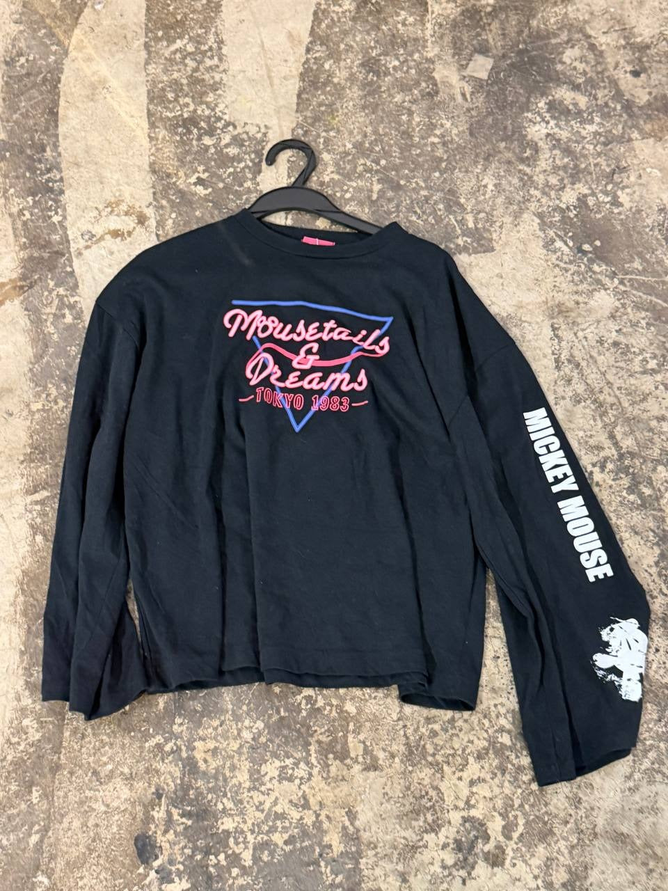 Disney Long Sleeve T-Shirt Mickey Mouse Graphic Black M