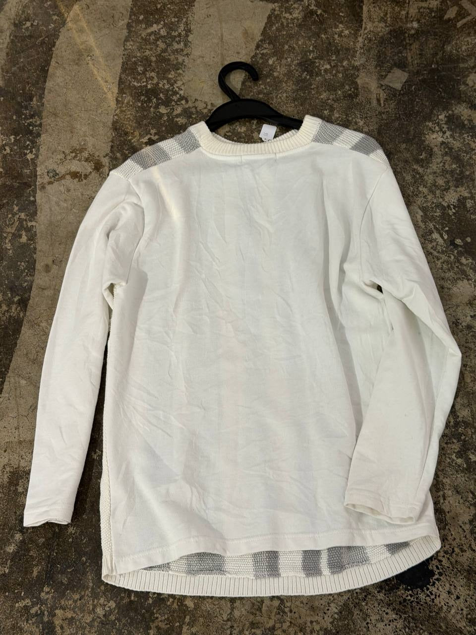 Rageblue knit sweater with striped design in white and grey, size M