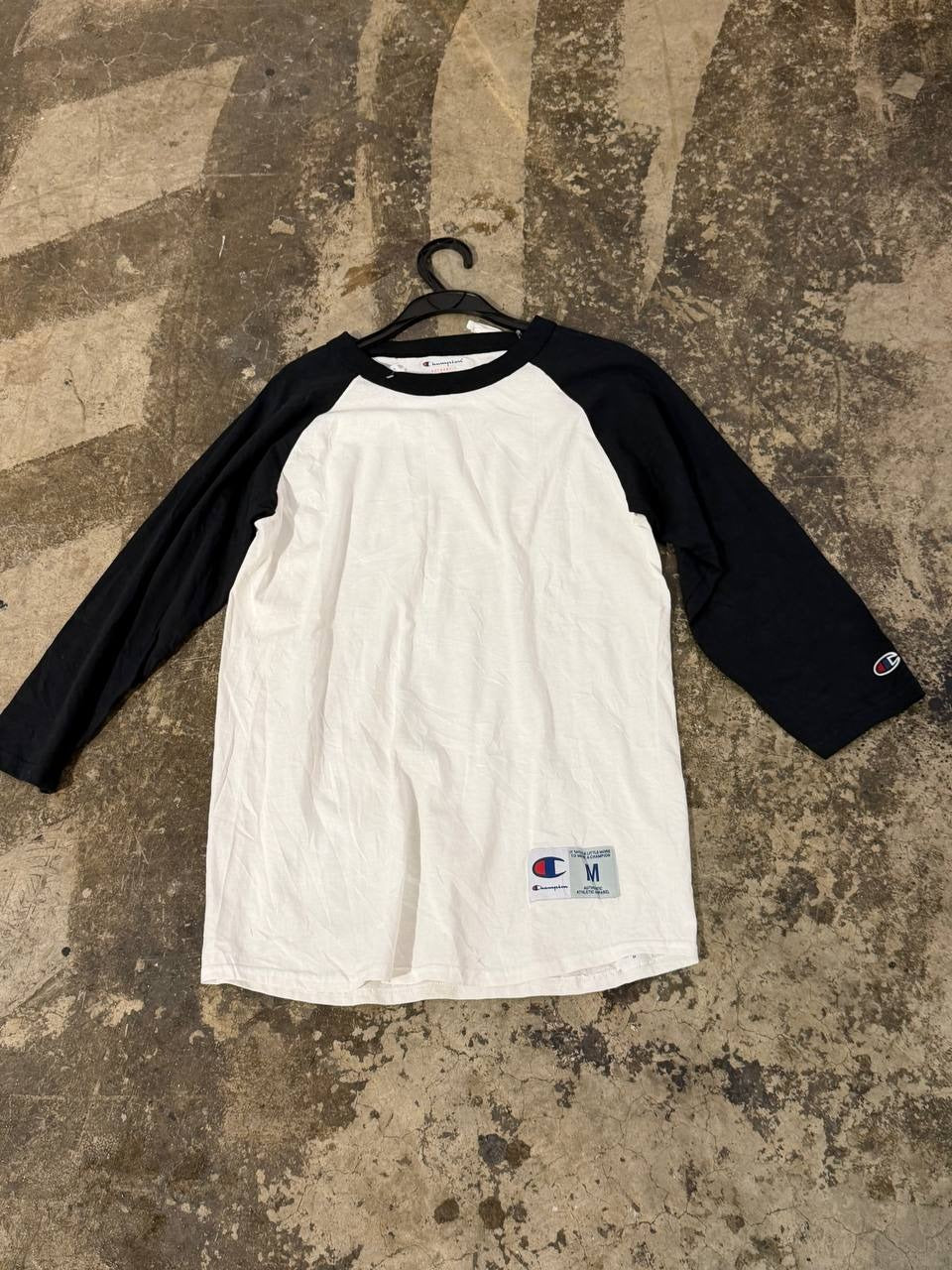 Champion baseball t-shirt raglan sleeve black white M