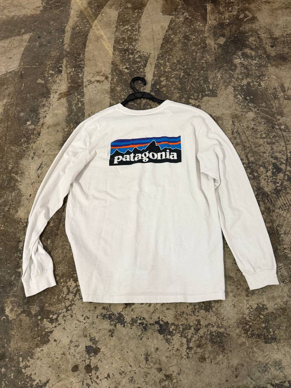 Patagonia Long Sleeve T-Shirt graphic design on white, size L