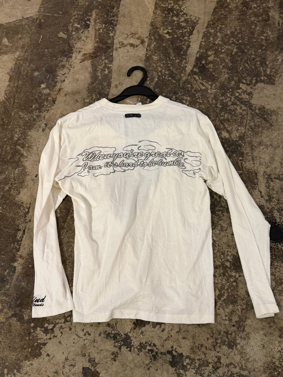 Going Down long sleeve T-shirt with dragon graphic in white M