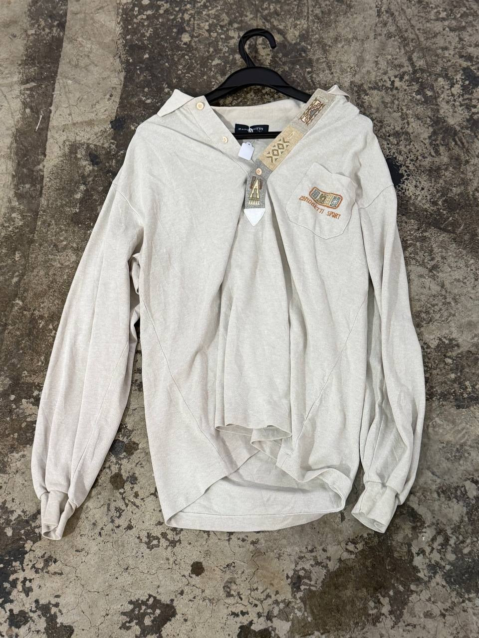Zanibetti hooded top with embroidered design beige L