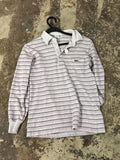 Lacoste long sleeve polo shirt grey and red stripes size S
