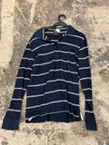Zara Man long sleeve polo shirt striped navy L