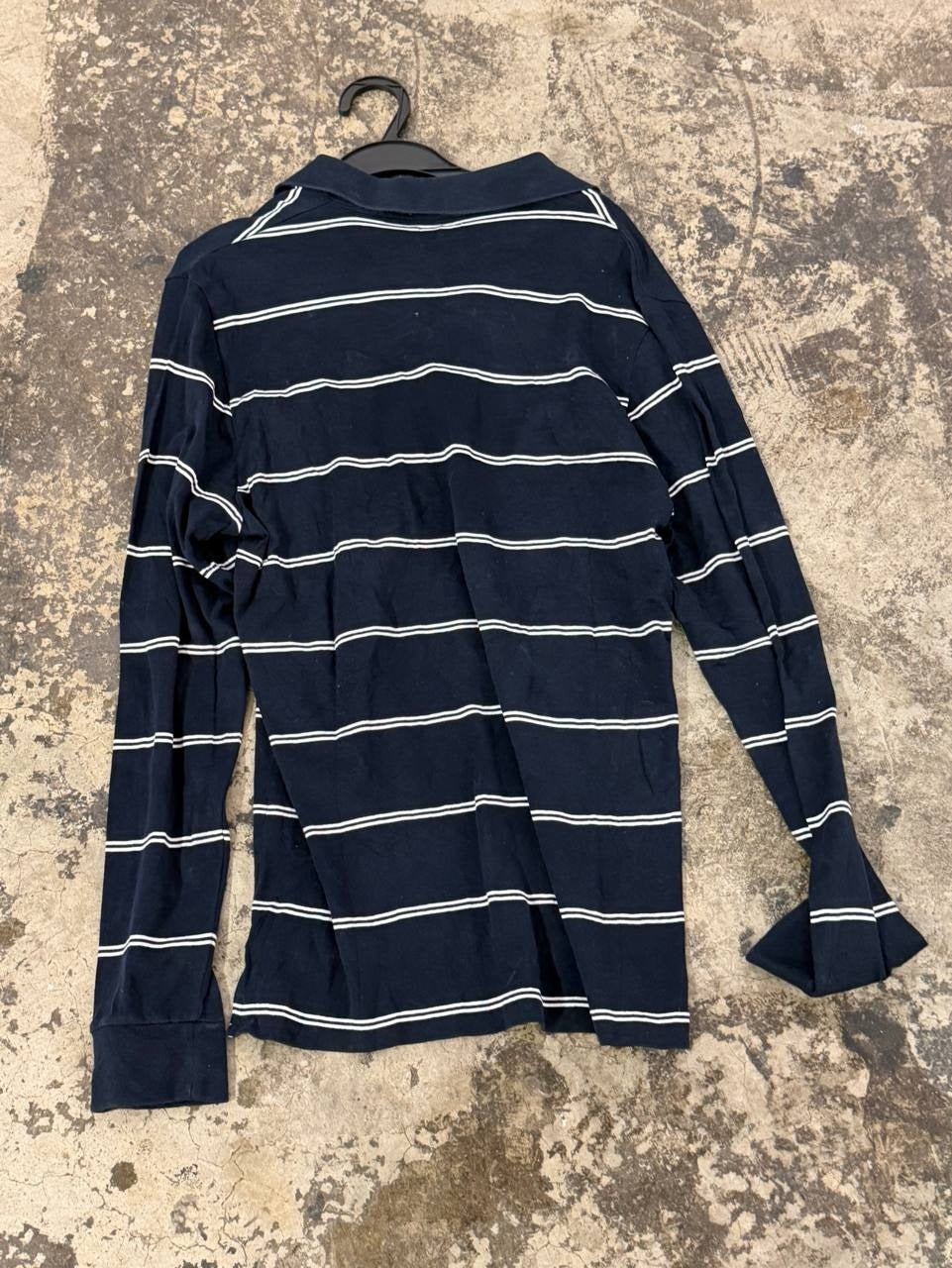 Zara Man long sleeve polo shirt striped navy L