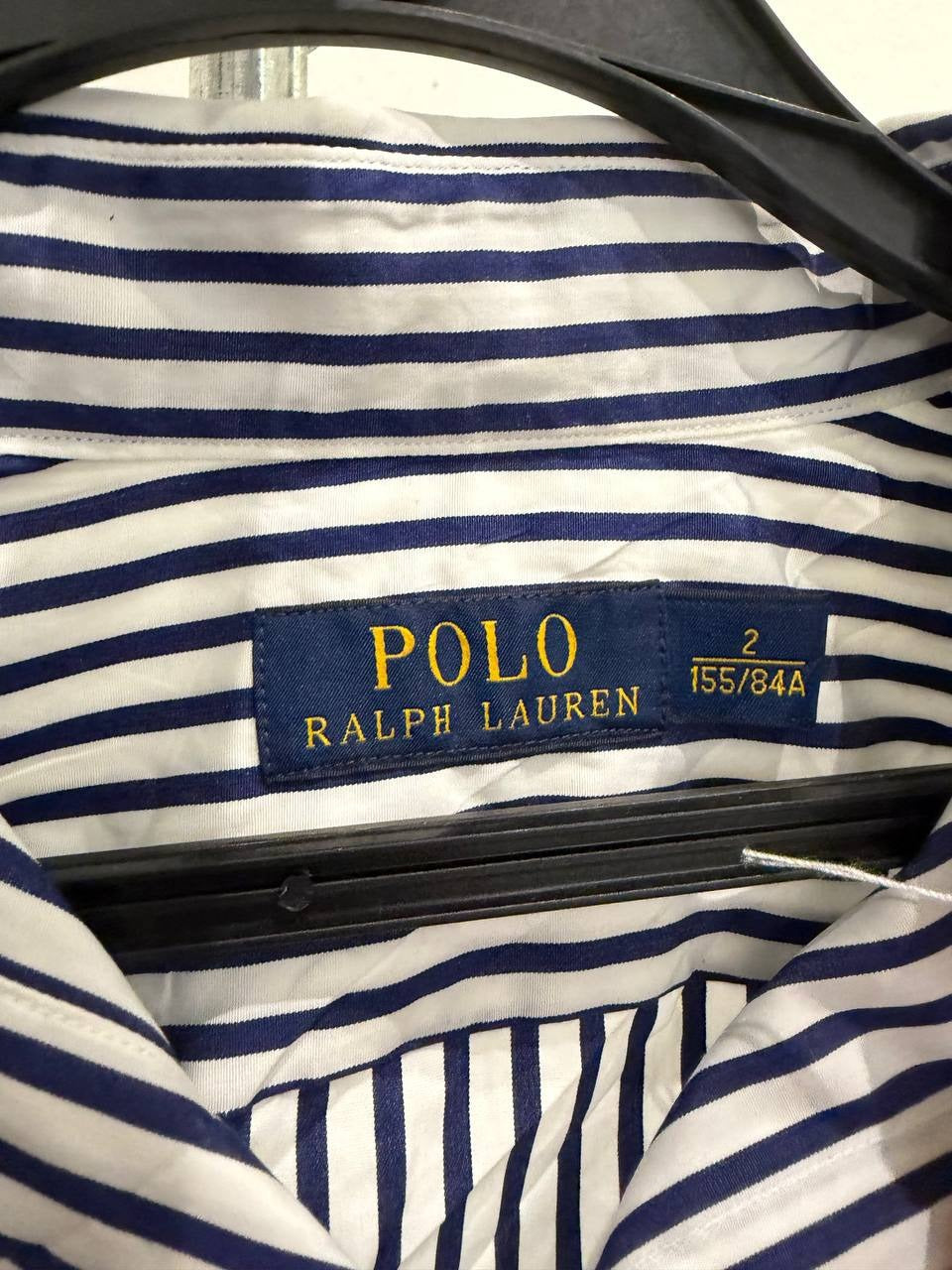 Polo Ralph Lauren button up shirt white and navy striped XS