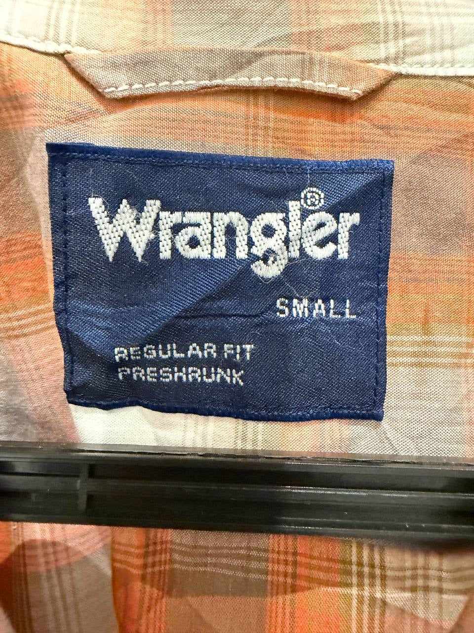 Wrangler button up shirt plaid orange small