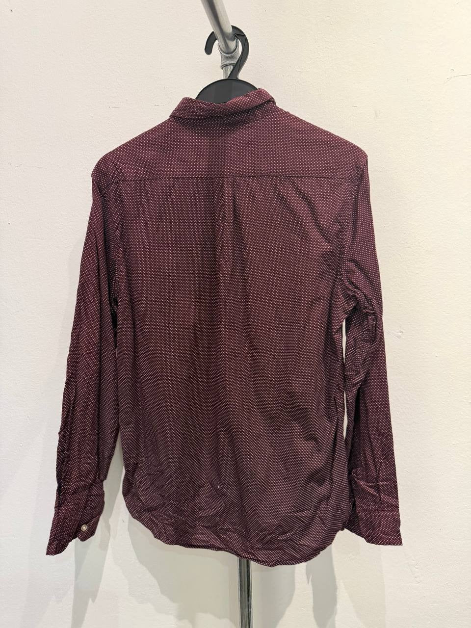 Rageblue polka dot button up shirt burgundy M
