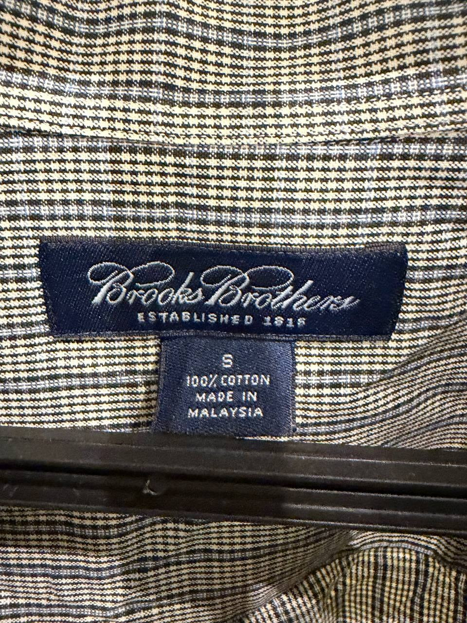 Brooks Brothers button-up shirt checkered green beige S