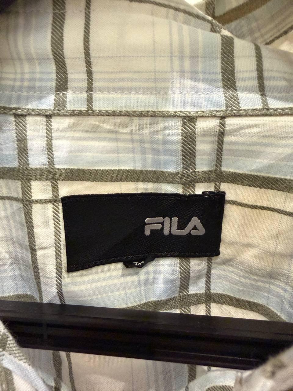 Fila button up shirt checkered white green M