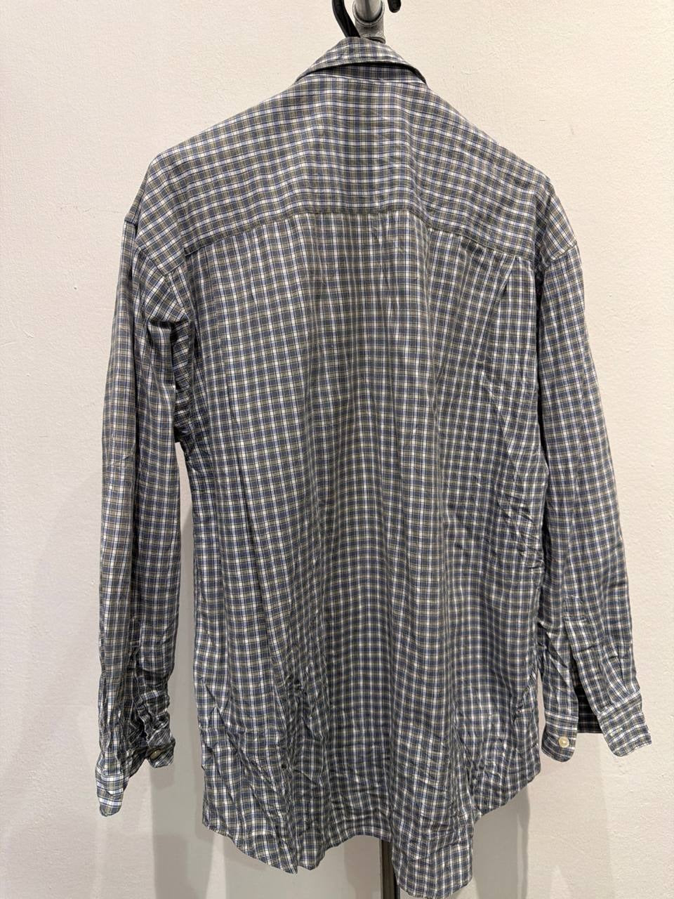 Morgan Wood button up shirt checkered design blue and white XL