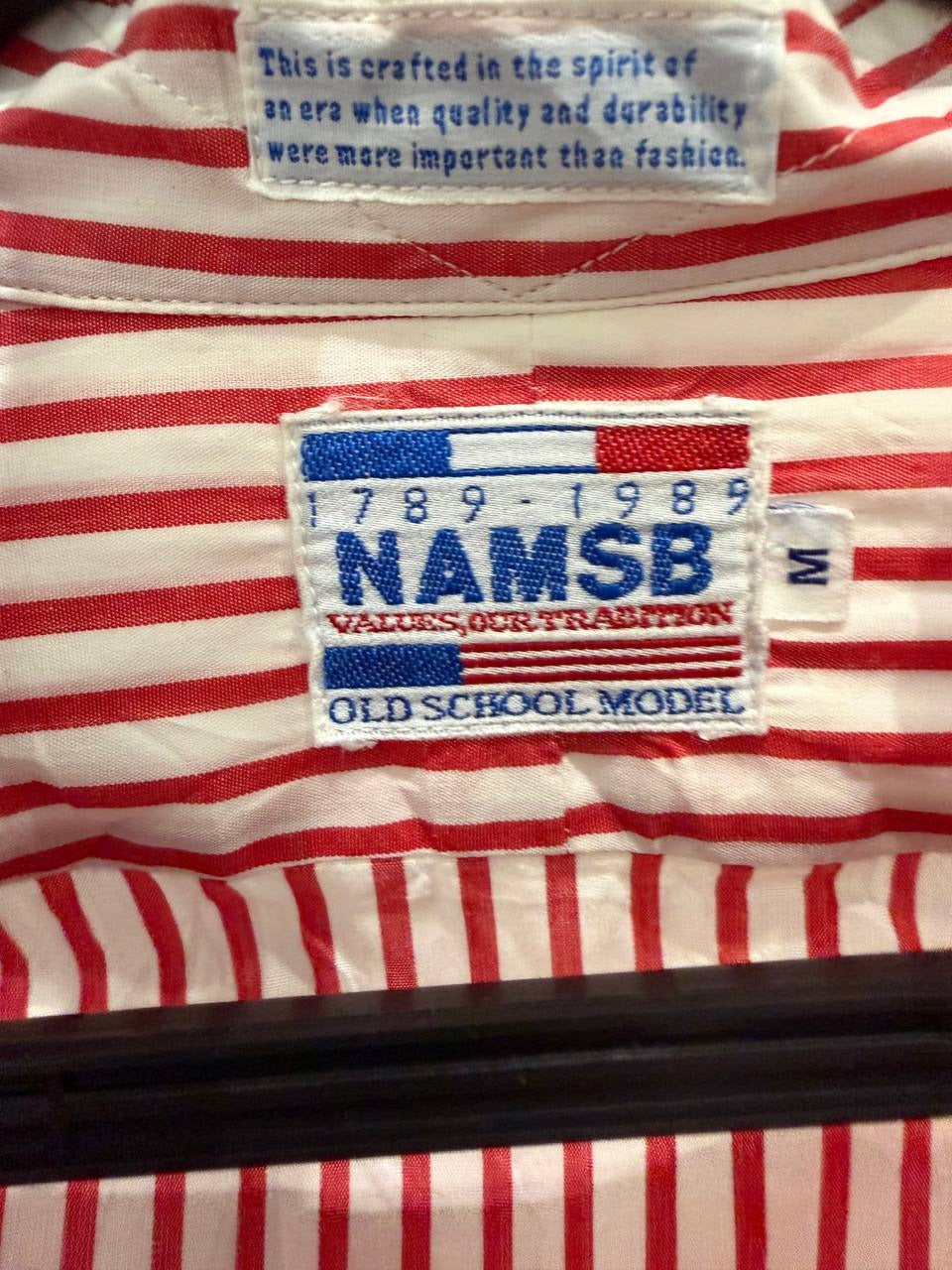 NAMSB button up shirt red and white stripes M