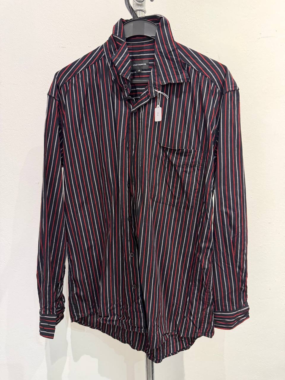 Louis Chavlon button up shirt navy and red stripes M