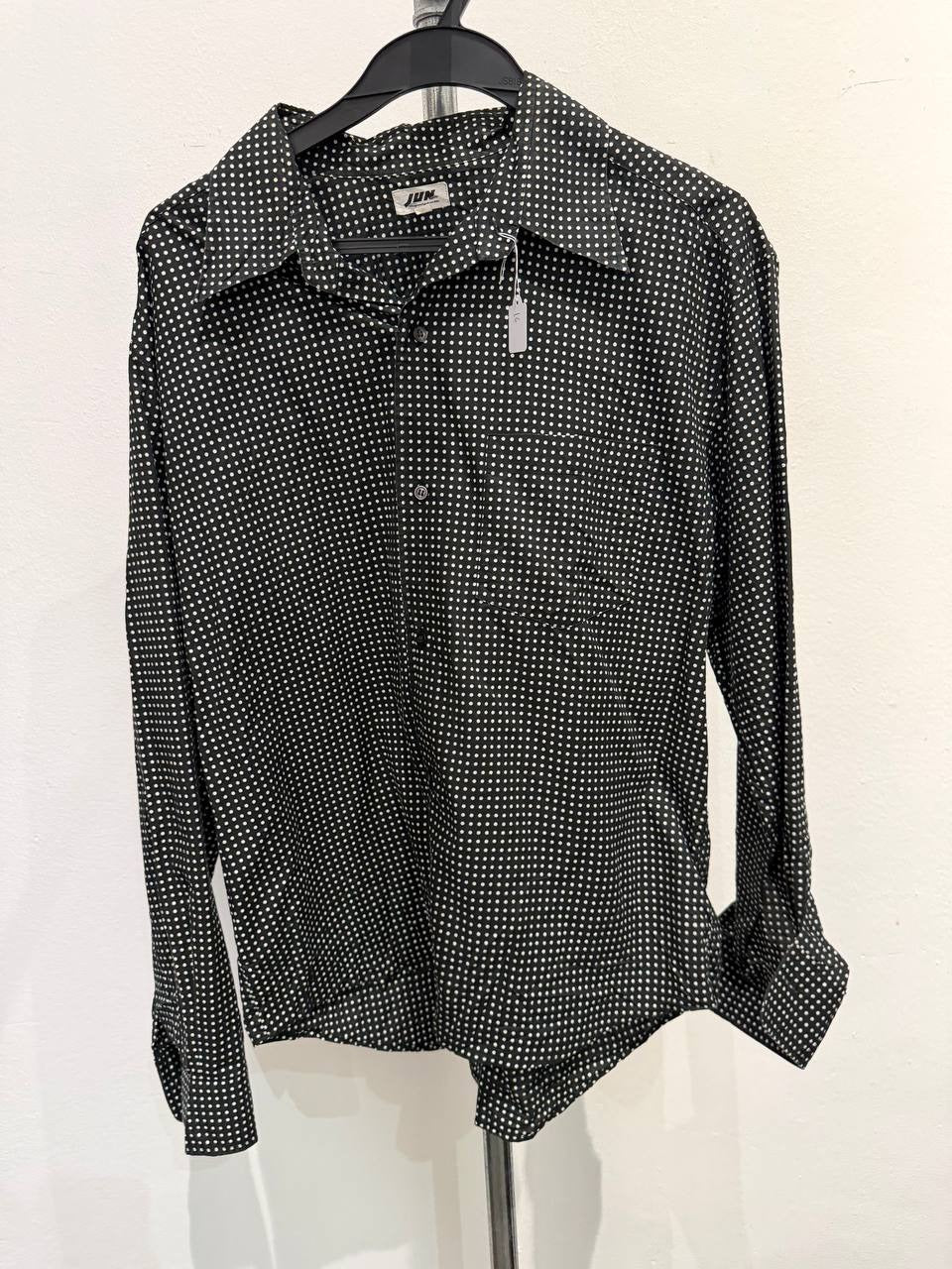 Junmen polka dot button up shirt black white L