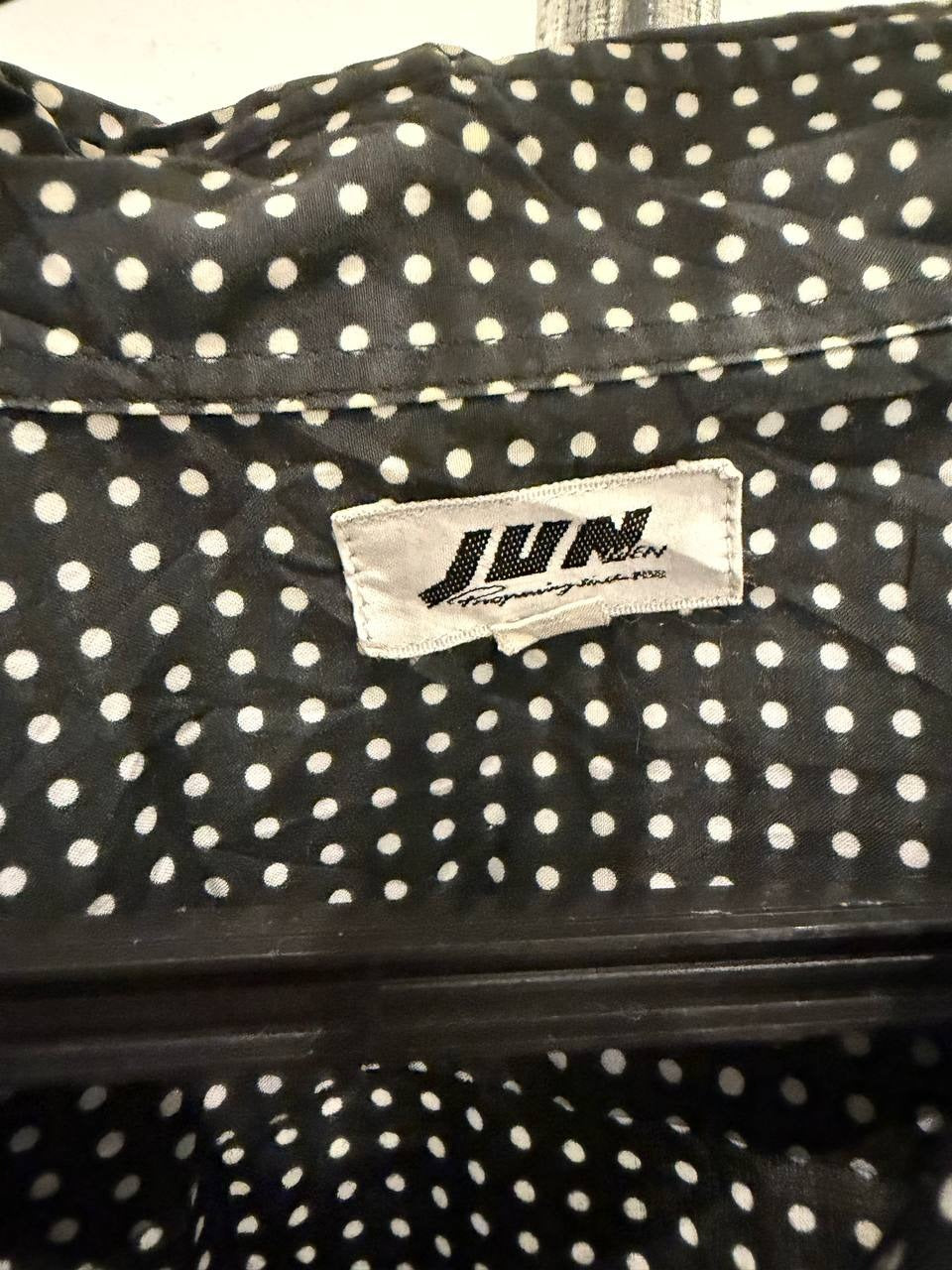 Junmen polka dot button up shirt black white L