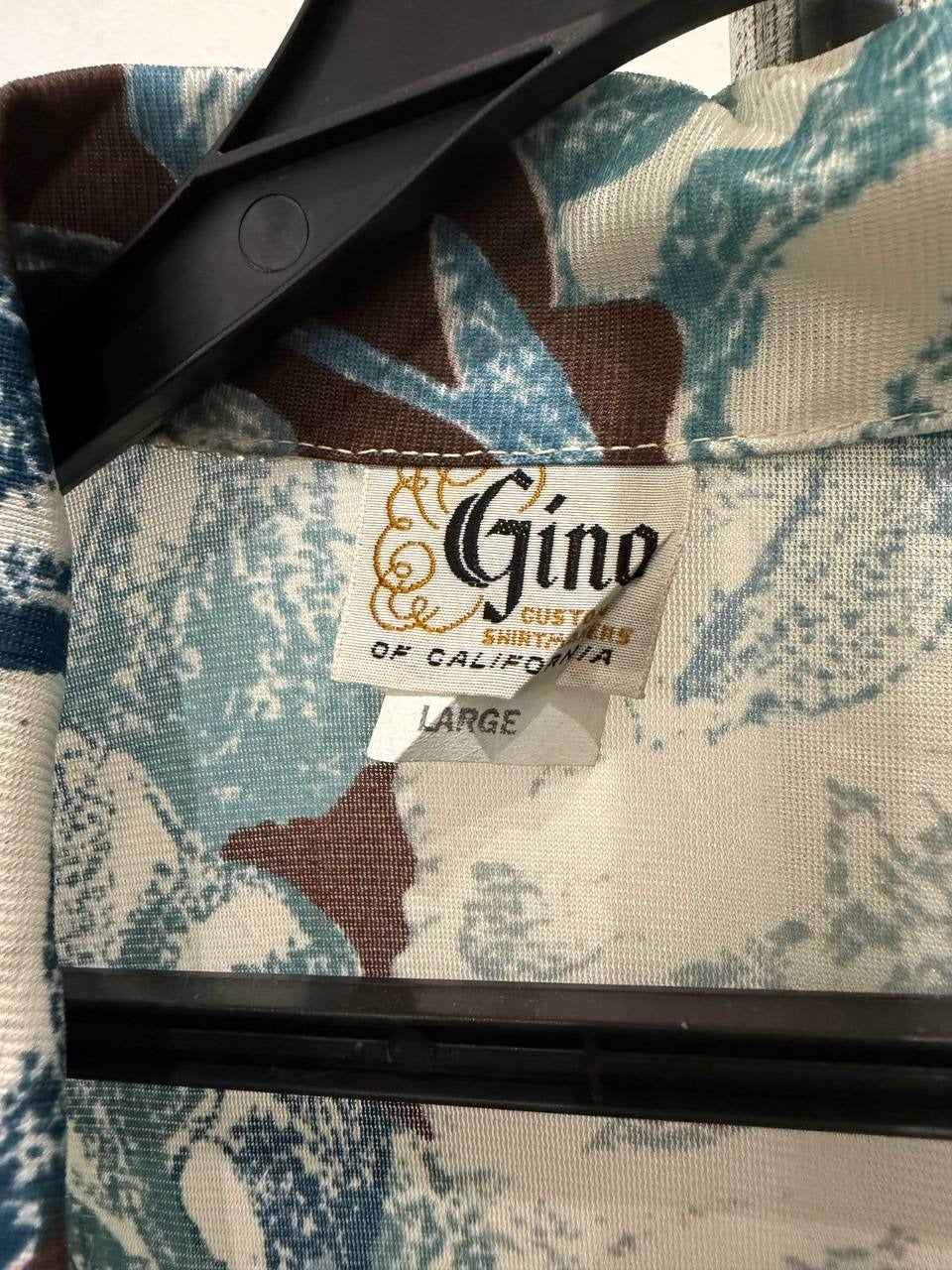 Gino button up shirt floral print brown blue size L