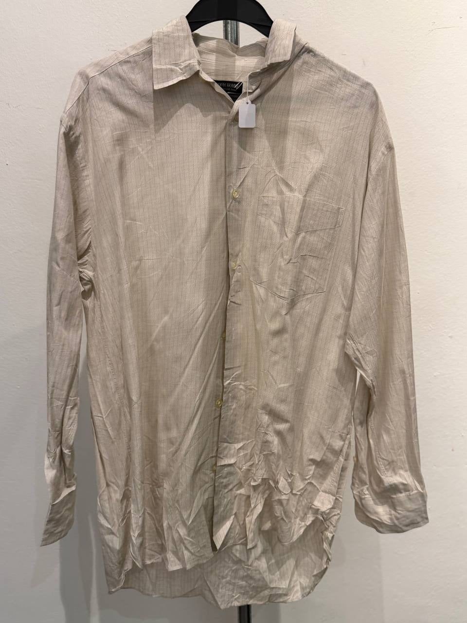 KT Pour Homme button up shirt striped design beige M