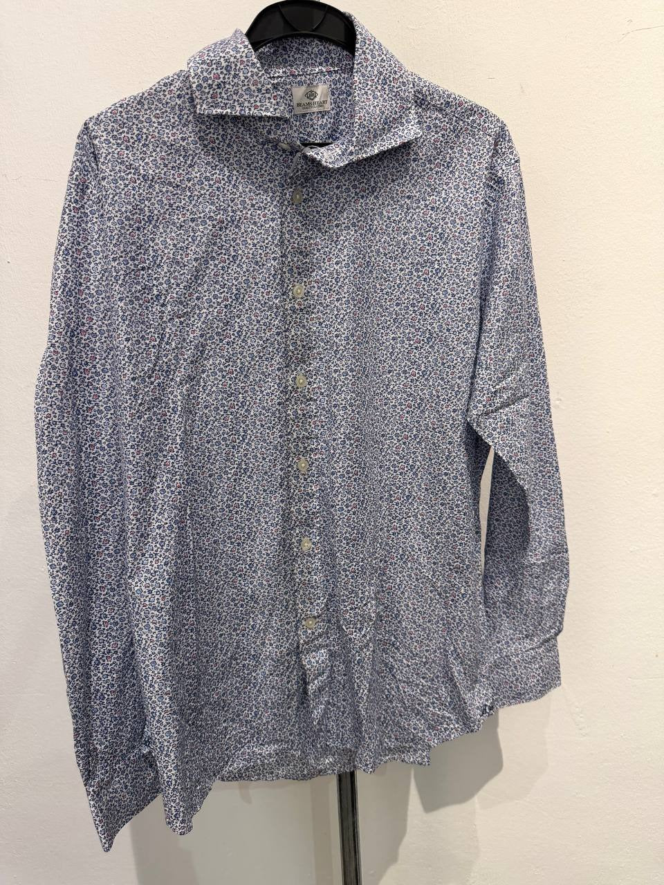Beams Heart button up shirt floral print blue L
