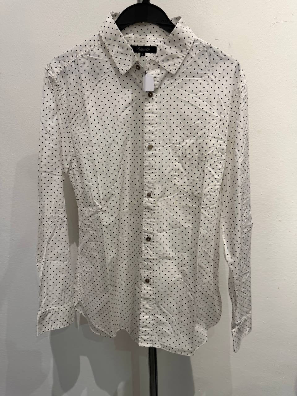 Rhythm of Life button up shirt polka dot pattern white L