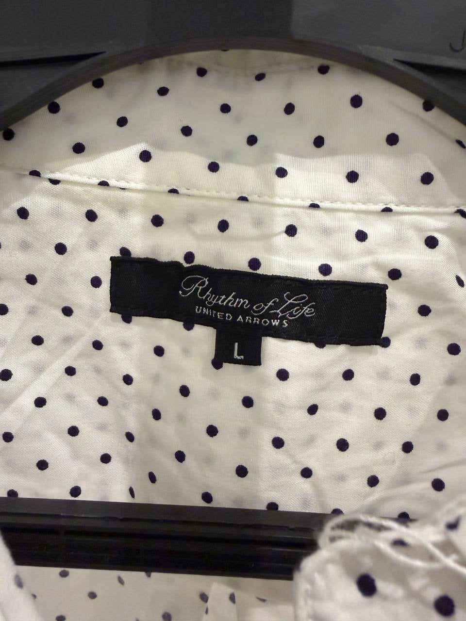 Rhythm of Life button up shirt polka dot pattern white L