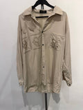Rentree embroidered casual shirt beige L