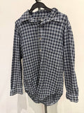 Traditional Club plaid button up shirt navy M