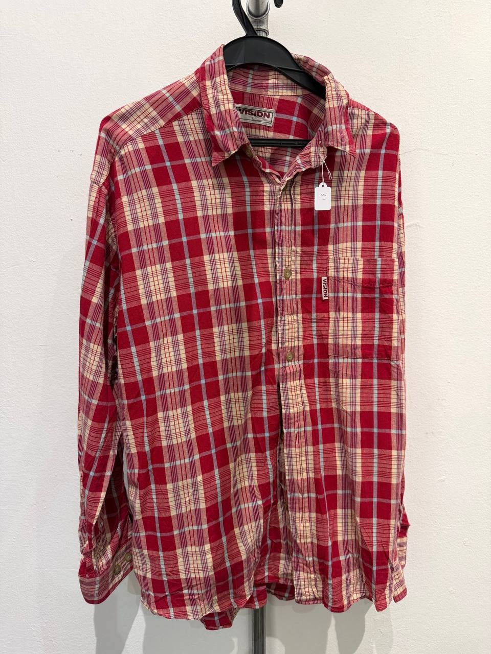 Vision button up shirt plaid red L