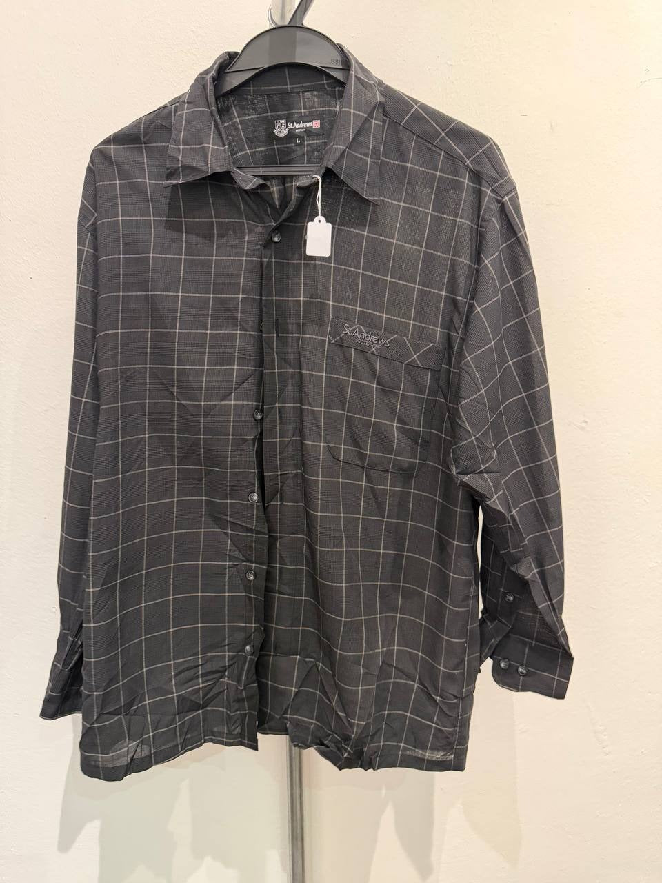St Andrews button up shirt checkered black L