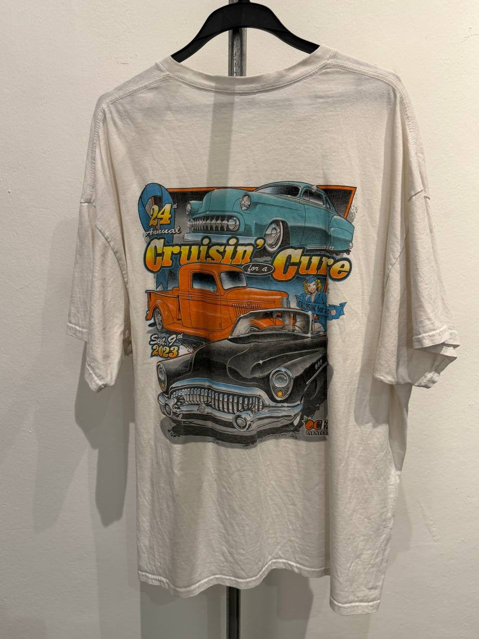 Gildan graphic t-shirt Cruisin' for a Cure event design white 2XL