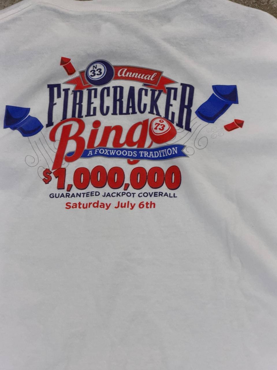 Foxwoods Graphic T-Shirt Firecracker Bingo White XL