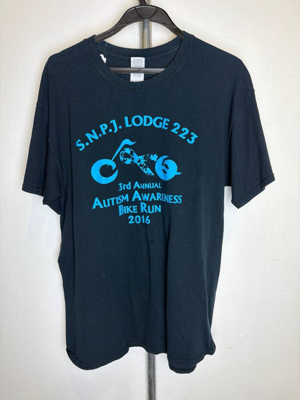 Gildan graphic t-shirt autism awareness bike run black L