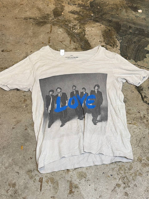Arashi Graphic T-Shirt featuring 'LOVE' design in light grey L