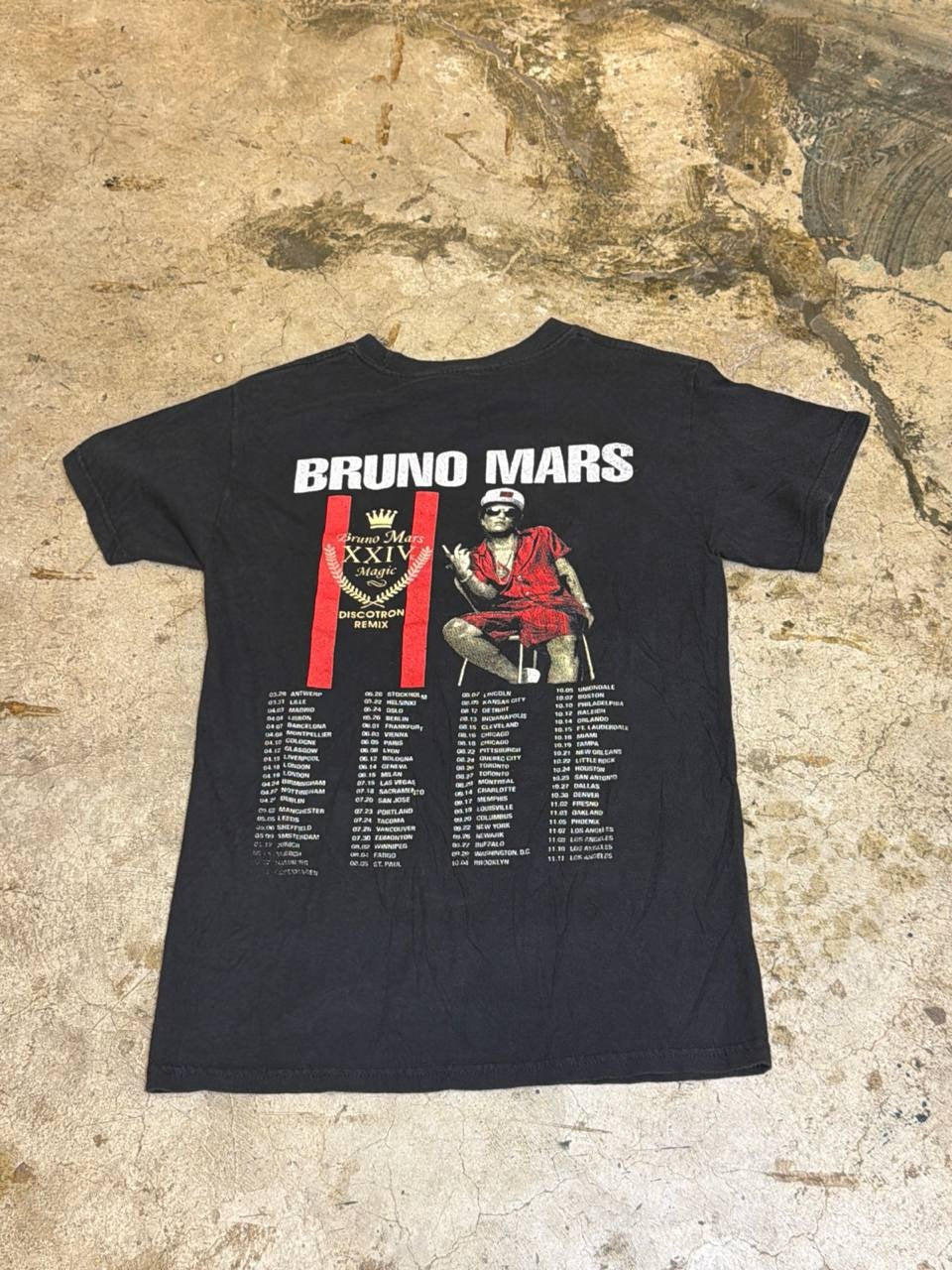 Bruno Mars Graphic T-Shirt XXIVK Magic World Tour Black S