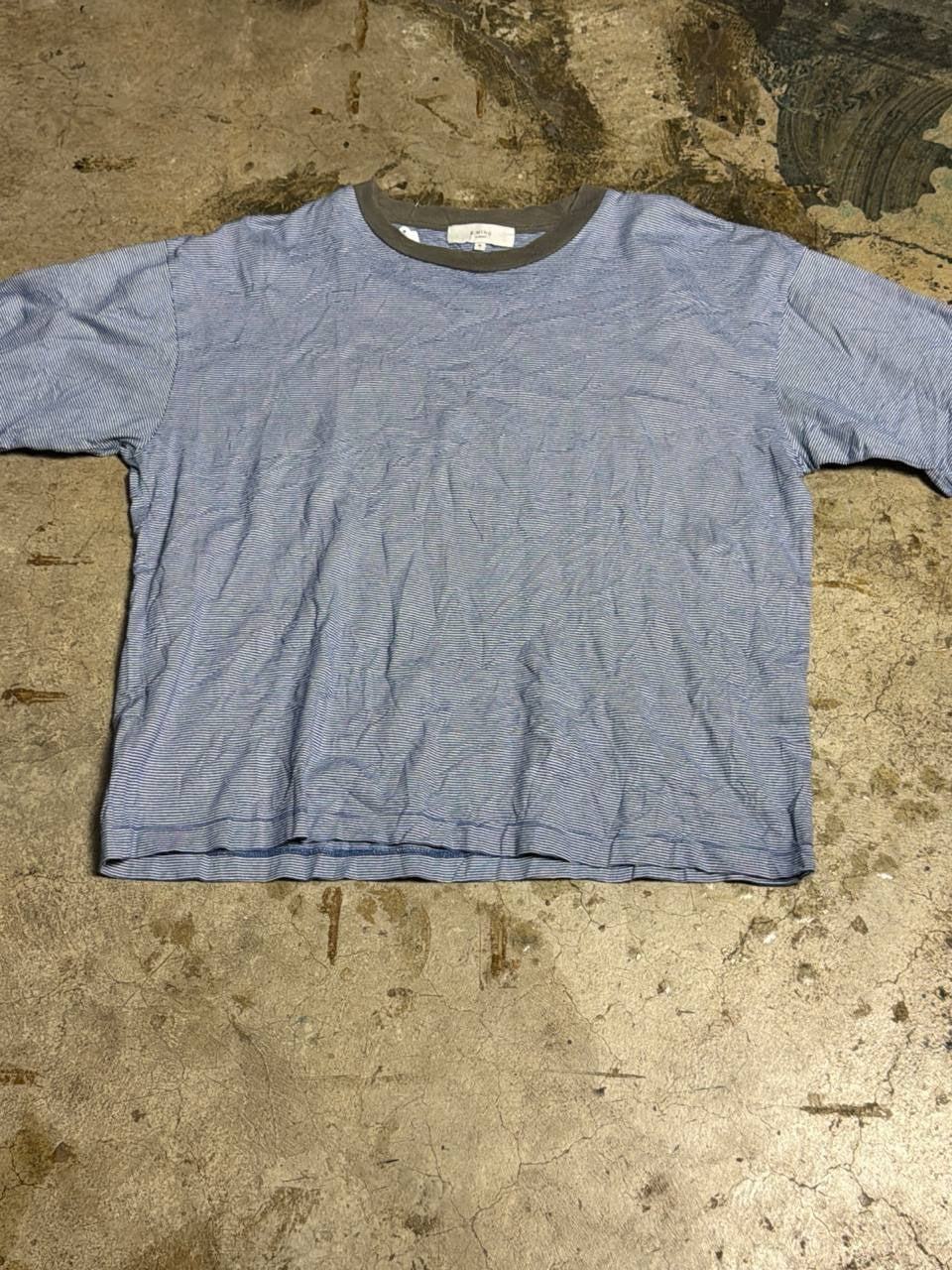 BEAMS striped graphic t-shirt blue M