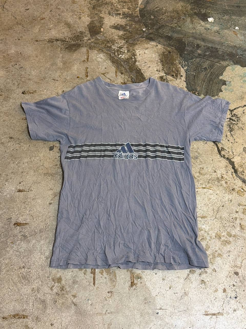 adidas graphic t-shirt striped grey S