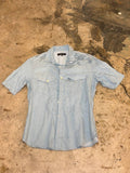 Comme Ca Ism button-up shirt camo design light blue L
