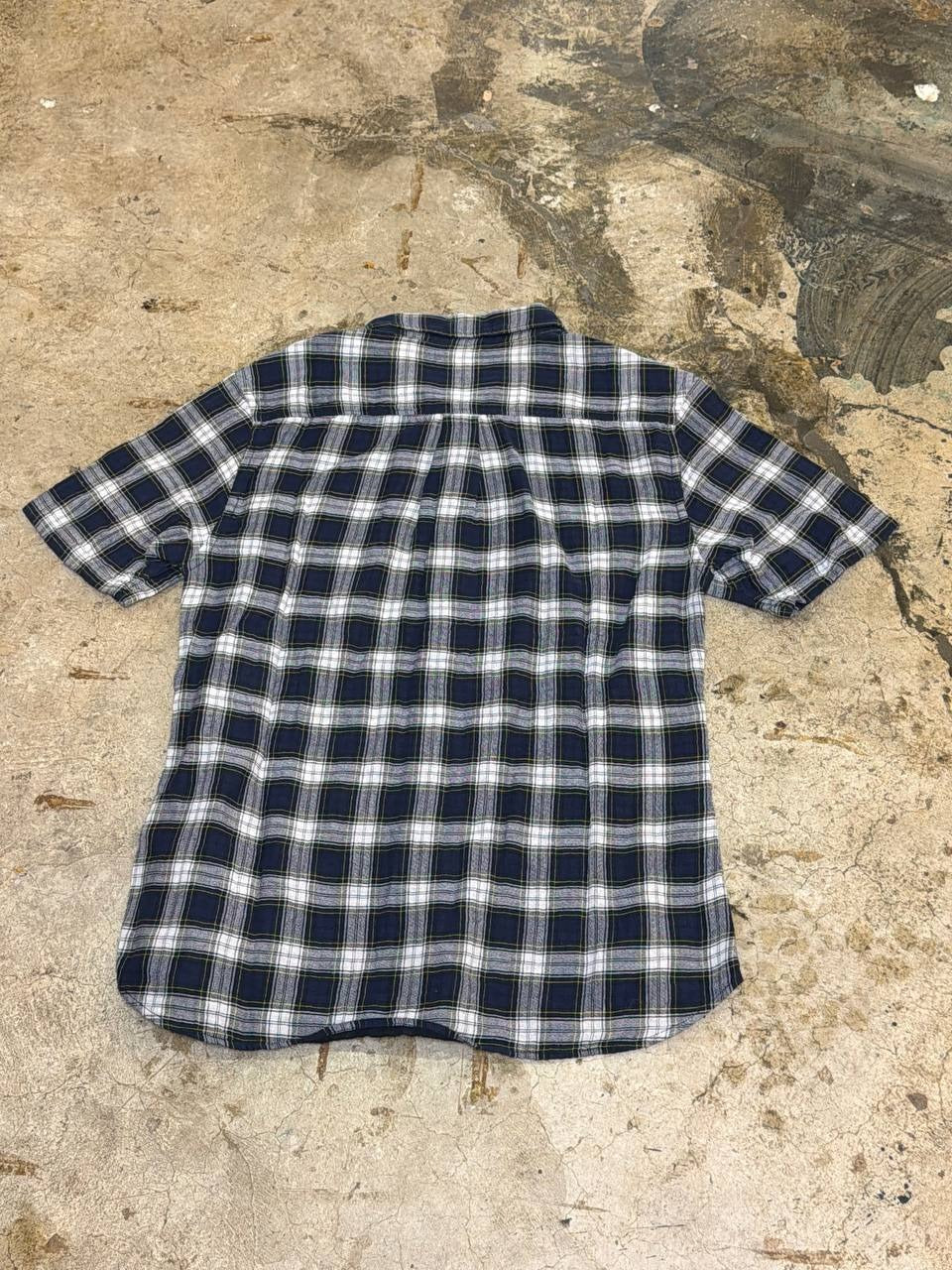 United Arrows Short Sleeve Shirt Checkered Navy Lattice L
