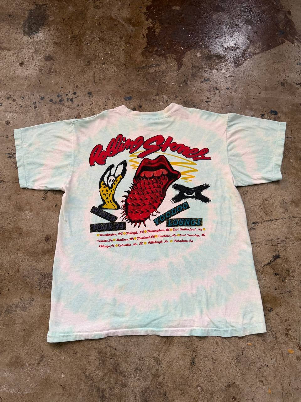 Rolling Stones Voodoo Lounge World Tour 1994 Tee Tie Dye XL