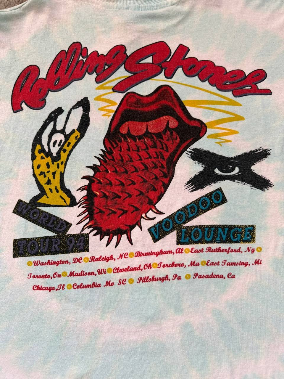 Rolling Stones Voodoo Lounge World Tour 1994 Tee Tie Dye XL