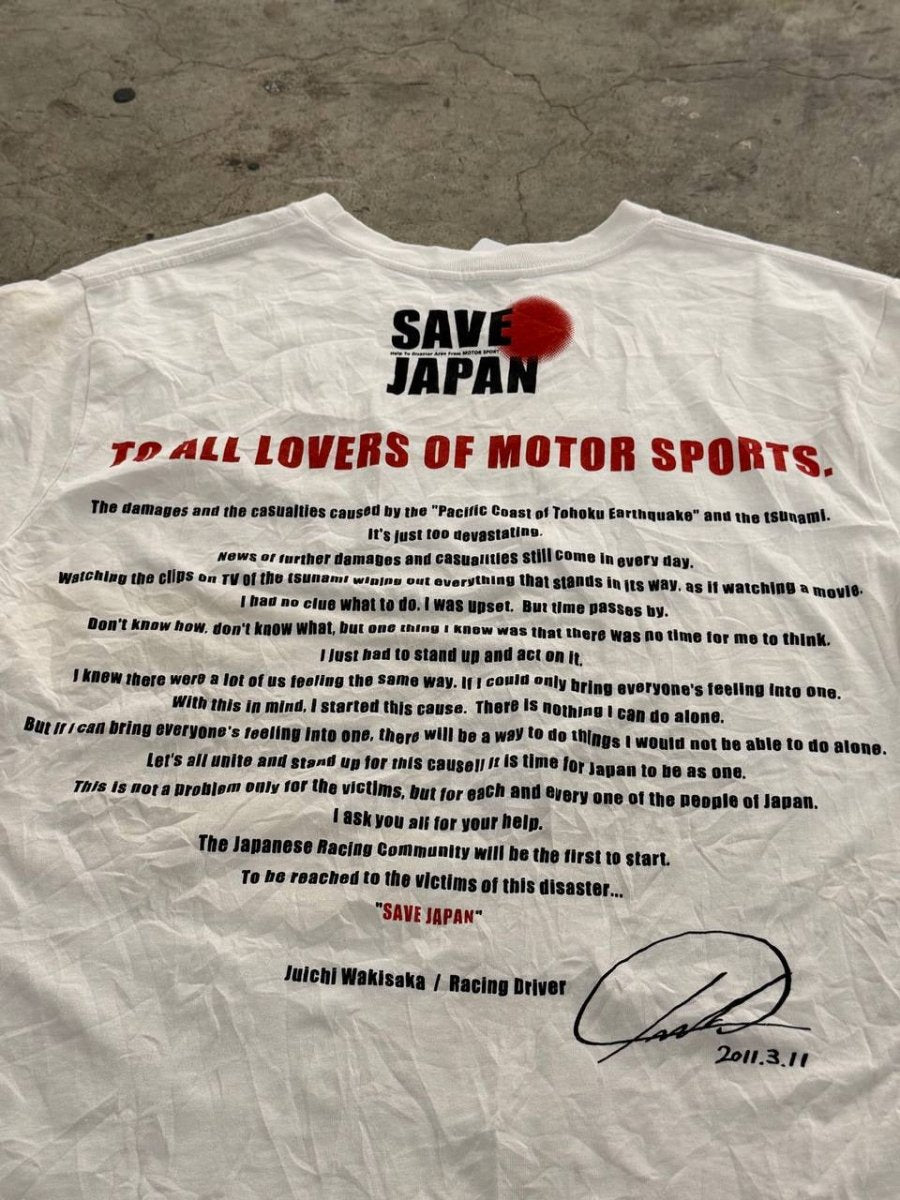Save Japan graphic t-shirt charity design white size L