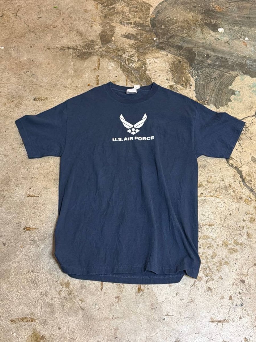 U.S. AIR FORCE graphic t-shirt navy L front and back