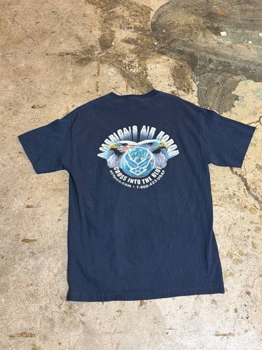 U.S. AIR FORCE graphic t-shirt navy L front and back