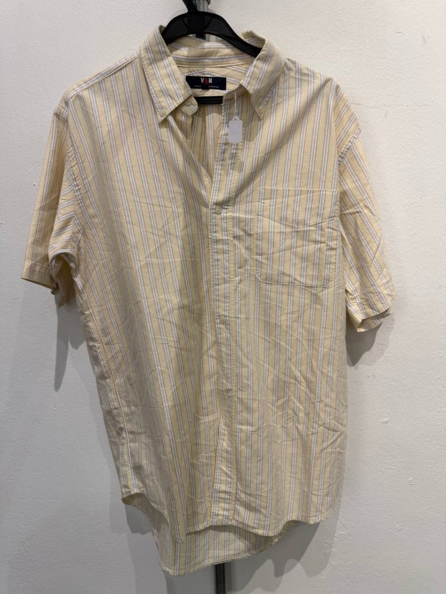 VAN short sleeve shirt striped yellow blue L