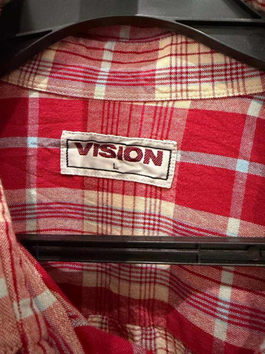 Vision button up shirt plaid red L