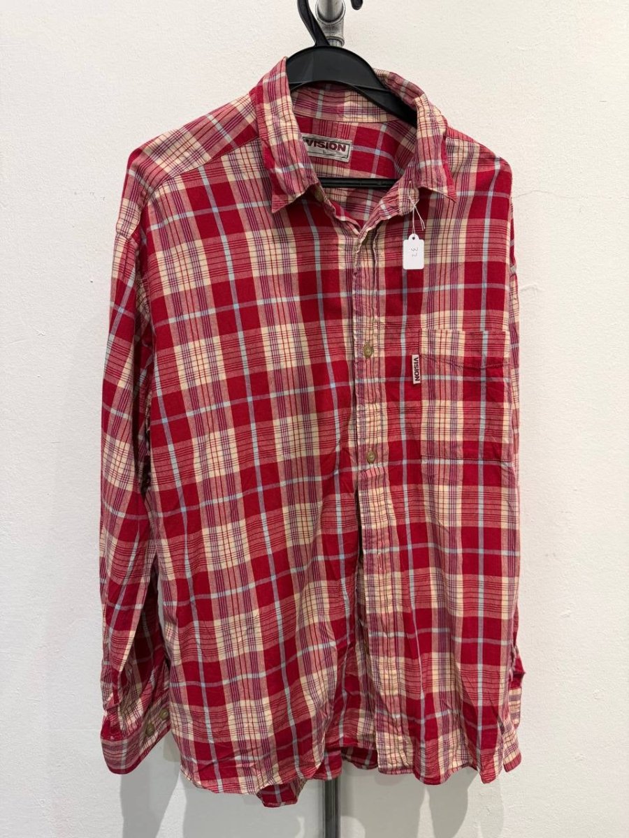 Vision button up shirt plaid red L