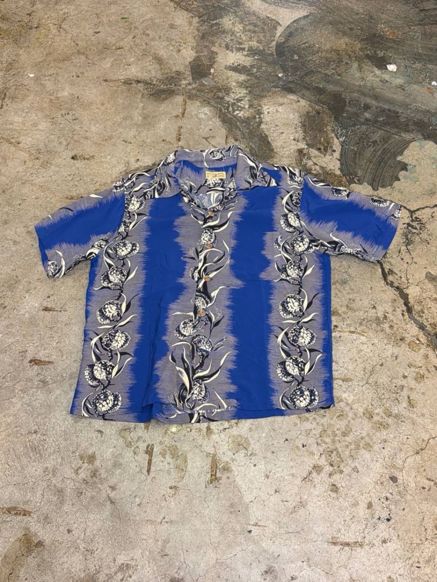 Wind and Sea camp collar shirt floral design blue S
