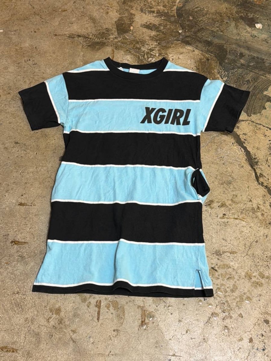 XGIRL graphic t-shirt striped black and light blue M